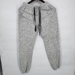Bobbie Brooks Jogger Pants Womens Medium Gray Flecked Terry Lounge Drawstring